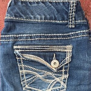 Maurices Dark Blue Denim Jean Shorts with Contrast Stitching